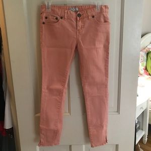 Free People Ankle Skinny Jeans CoralPink 26 Zipper